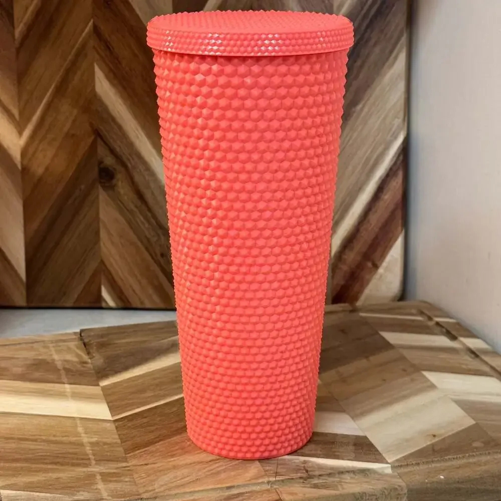 Starbucks 2022 Summer Studded Dragon Fruit 24oz Tumbler Cup Red Salmon Pink